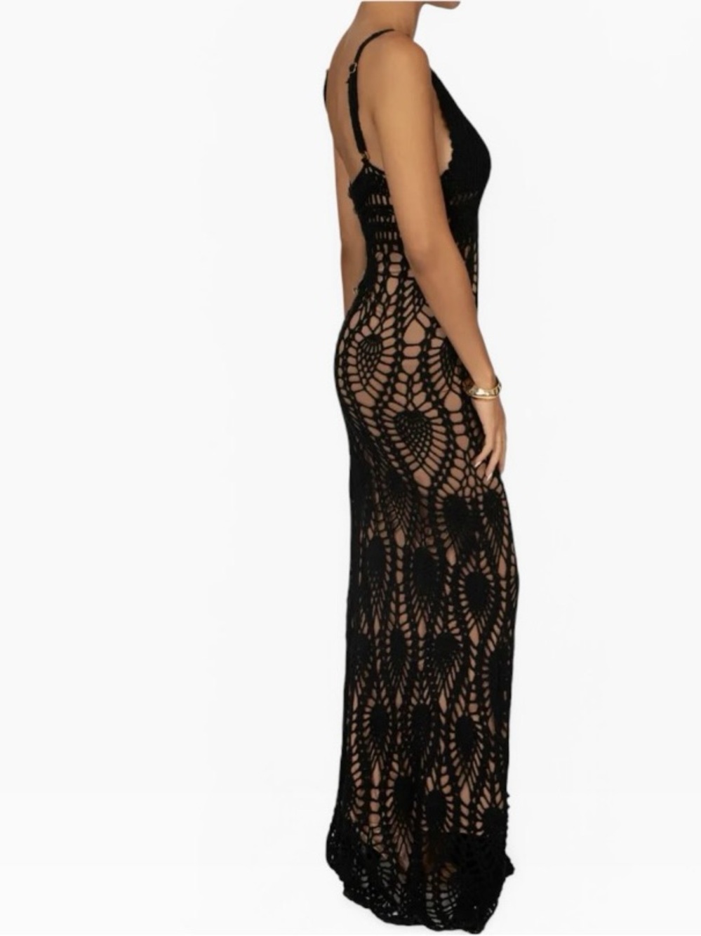 JLUXLABEL GREAT ESCAPE CROCHET MAXI DRESS LINED BODYCON BOHO GLAM **NWOT** - Picture 6 of 16